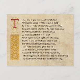 Shakespeare-Sonett 73 (LXXIII) auf Pergament Einladung