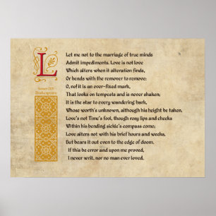 Shakespeare Sonnet 116 (CXVI) auf Pergament Poster