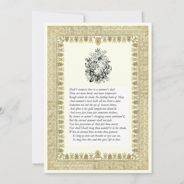 Shakespeare Sonnet # 18 Einladung (Vorderseite)
