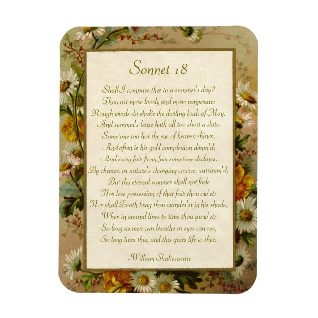 Shakespeare Sonnet 18 Magnet (Vertikal)