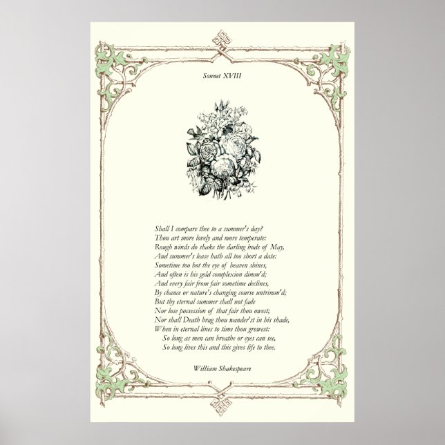 Shakespeare Sonnet # 18 Poster (Vorne)