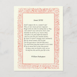 Shakespeare Sonnet # 18 Postkarte