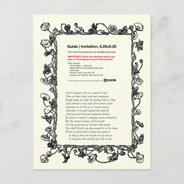 Shakespeare Sonnet # 18 Postkarte (Vorderseite)