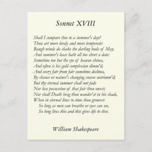Shakespeare Sonnet # 18 Postkarte
