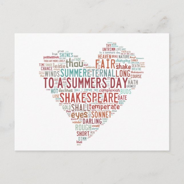 Shakespeare Sonnet 18 Postkarte (Vorderseite)
