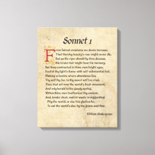 Shakespeare Sonnet 1 Parchment Leinwanddruck