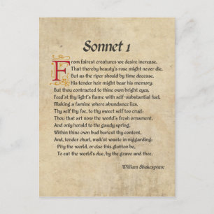 Shakespeare Sonnet 1 Parchment Postkarte