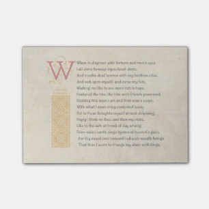 Shakespeare Sonnet 29 (XXIX) auf Parchment Post-it Klebezettel