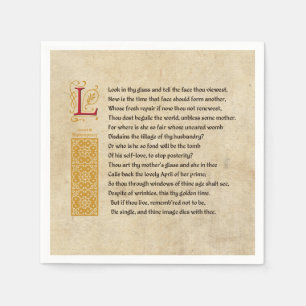Shakespeare Sonnet 3 (III) auf Pergament Serviette