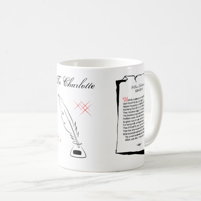 Shakespeare Sonnet 4 Kaffeetasse (VorderseiteRechts)