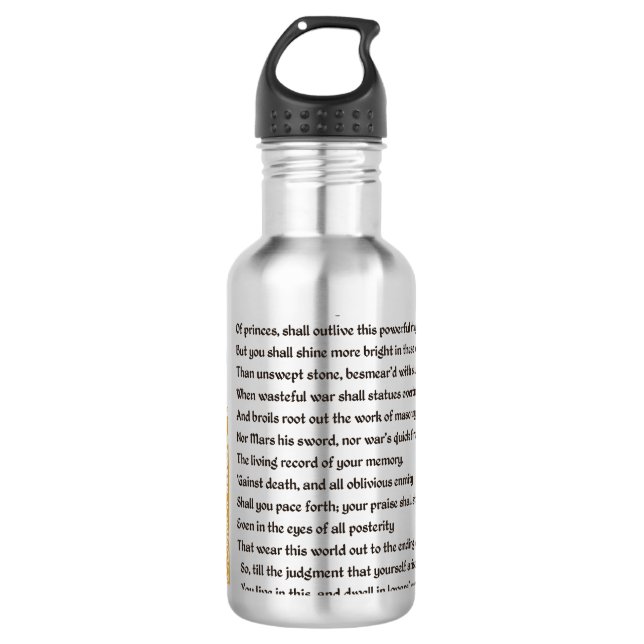 Shakespeare Sonnet 55 (LV) auf Pergament Trinkflasche (Vorderseite)