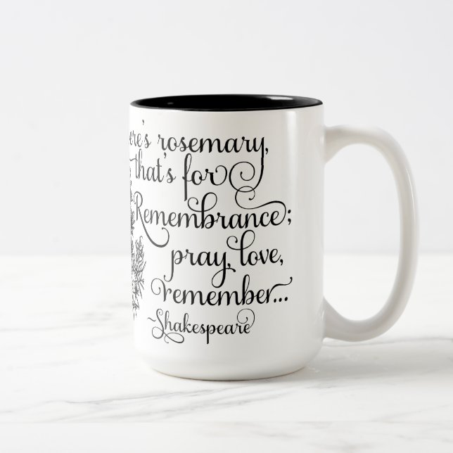 Shakespeare-Tasse, Rosemary für Erinnerung, Hamlet Zweifarbige Tasse (Rechts)