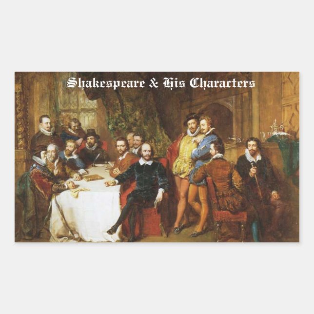 Shakespeare und seine Charakteraufkleber Rechteckiger Aufkleber (Vorderseite)