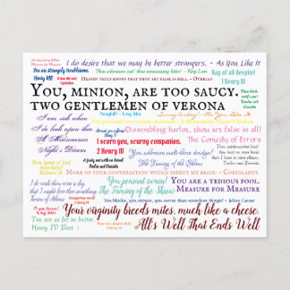 Shakespearean Insults Postcard Postkarte