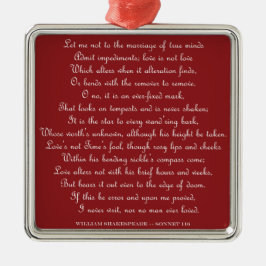 Shakespeares Sonnet-116-Platz-Ornament Silbernes Ornament