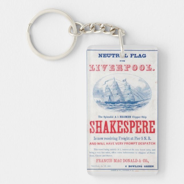 Shakespere Clipper Segelschiff 1861 Schlüsselanhänger (Vorderseite)