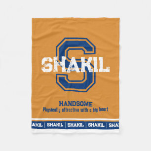 Shakil Name bedeutet Sport monogramm goldblau Fleecedecke