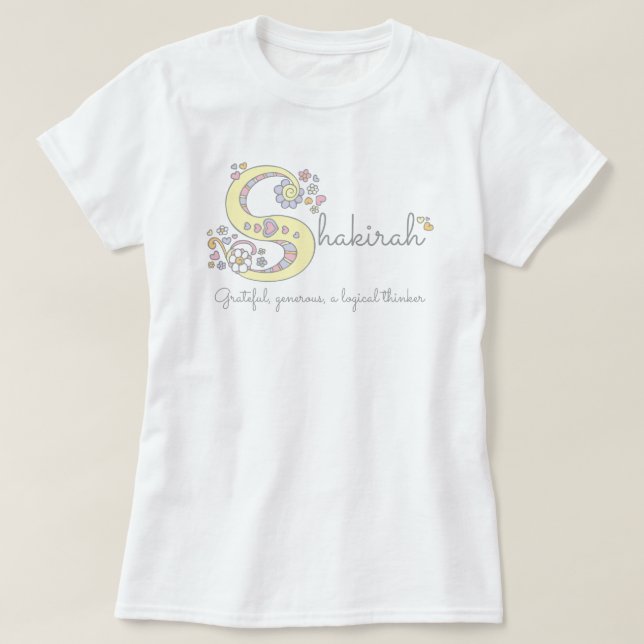 Shakirah Girls Name & Bedeutung monogramm T - Shir T-Shirt (Design vorne)