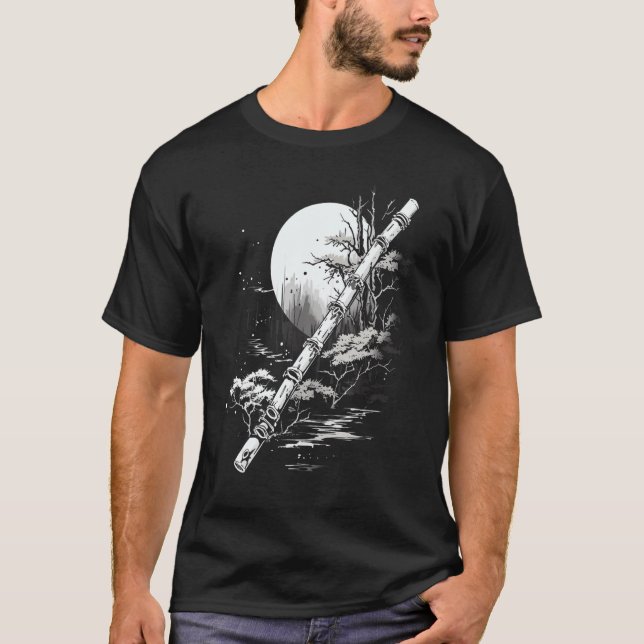 Shakuhachi Japanisch Bamboo Flute Japanischer Art  T-Shirt (Vorderseite)