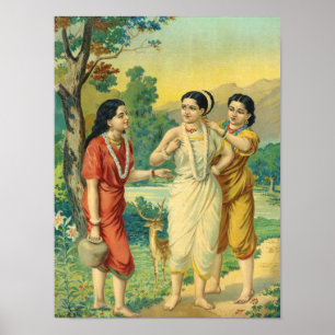 Shakuntala Sakhi von Raja Ravi Varma Poster