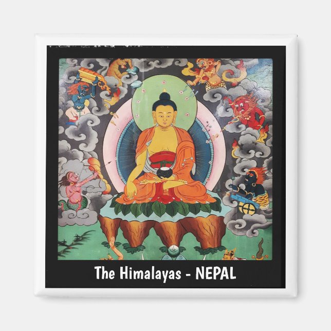 Shakyamuni Buddha Malerei, Himalaya - Nepal Magnet (Vorne)