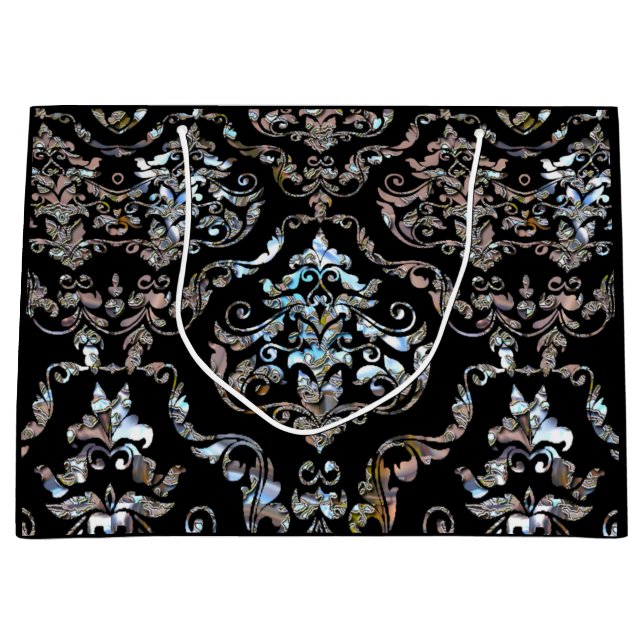 Shalliveye III Baroque Damask Elegante  Große Geschenktüte (Vorderseite)