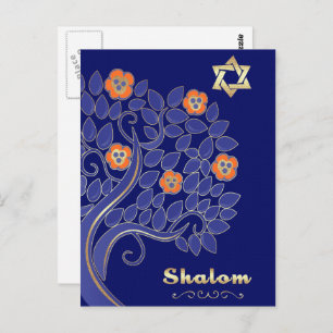 Shalom am Pessach. Frühlingsblütenbaum Postkarte