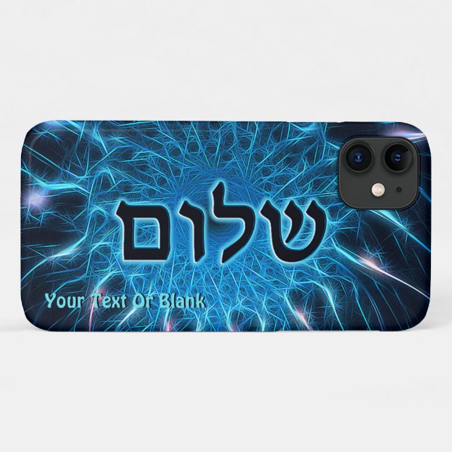 Shalom auf blauem Fraktal Case-Mate iPhone Hülle (Rückseite (Horizontal))