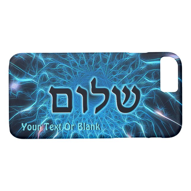 Shalom auf blauem Fraktal Case-Mate iPhone Hülle (Rückseite (Horizontal))