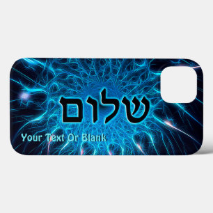 Shalom auf blauem Fraktal iPhone 13 Hülle