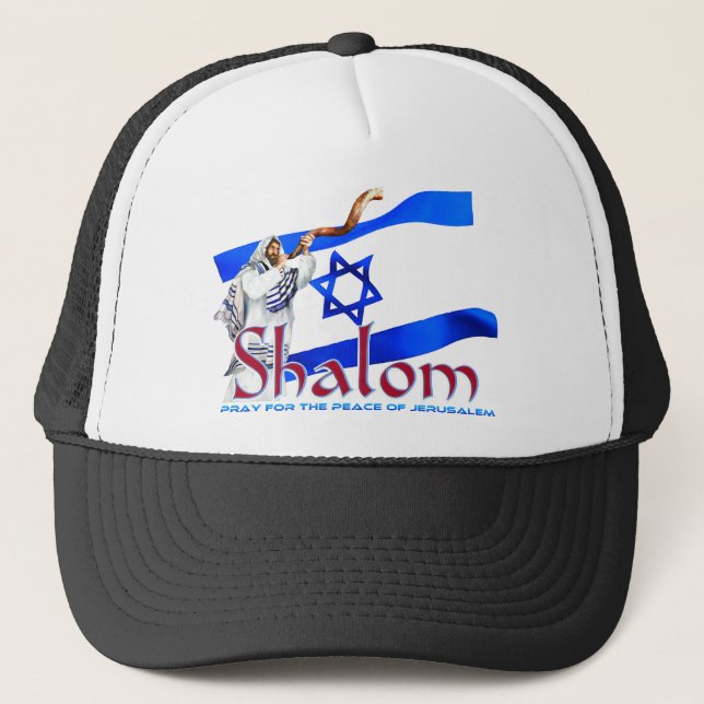 SHALOM beten für Frieden von Jerusalem Truckerkappe (Vorderseite)