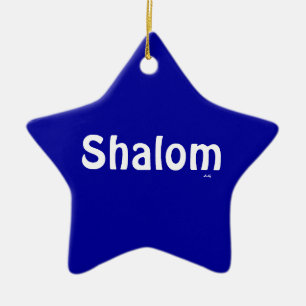 Shalom blaue weiße Stern-Verzierung Keramikornament