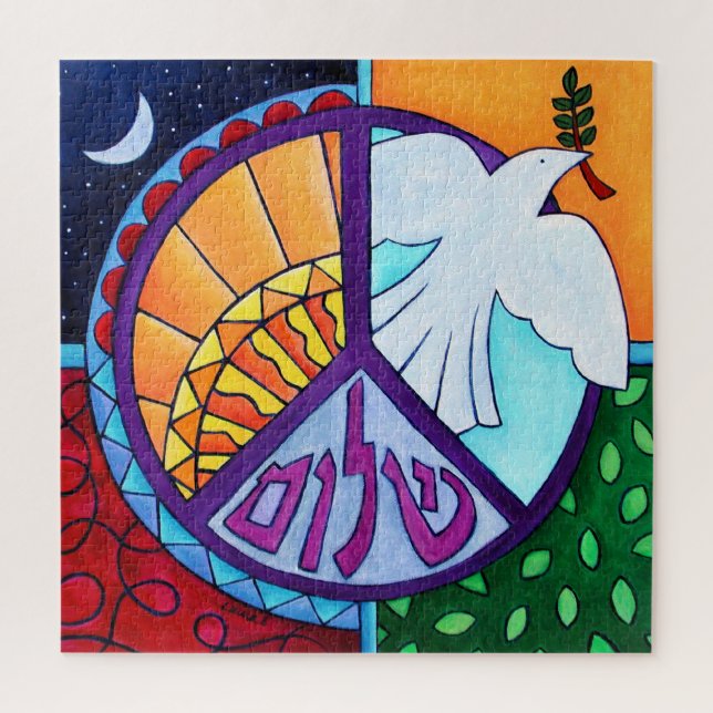 Shalom Dove Peace Painting Puzzle (Vertikal)