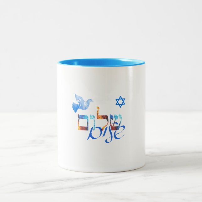 Shalom - Frieden Zweifarbige Tasse (Mittel)