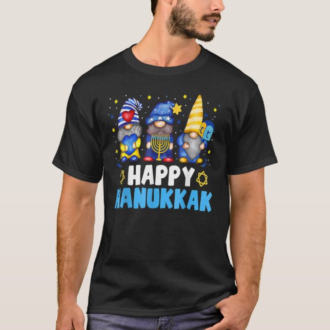Shalom Gnome Happy Hanukkah Chanukkah Jewish Dreid T-Shirt (Vorderseite)