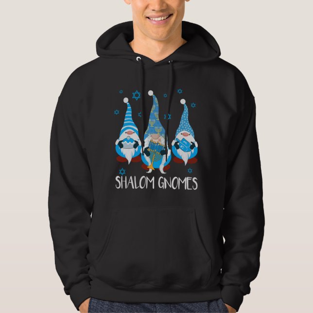 Shalom Gnomes Happy Chanukah Menorah Hanukkah Jewi Hoodie (Vorderseite)