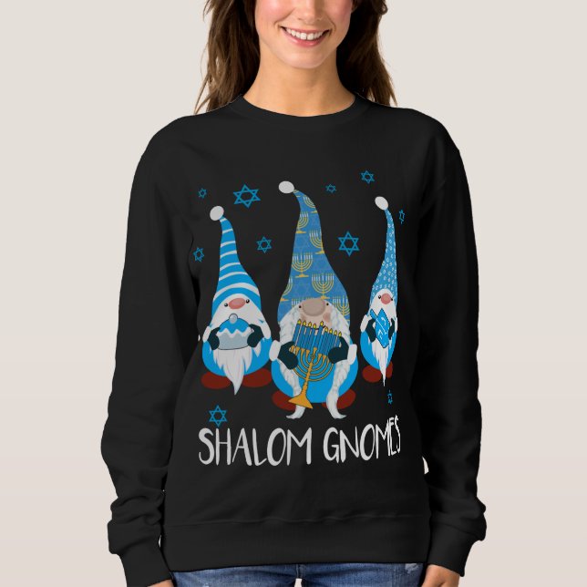 Shalom Gnomes Happy Chanukah Menorah Hanukkah Jewi Sweatshirt (Vorderseite)