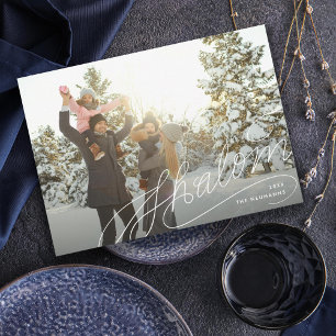 Shalom Hand Lettering Hanukkah Foto Feiertagskarte