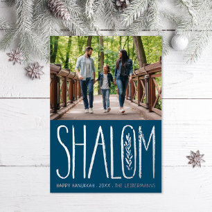 Shalom Hanukkah Holiday Foto Silver Foil Card Folien Feiertagskarte
