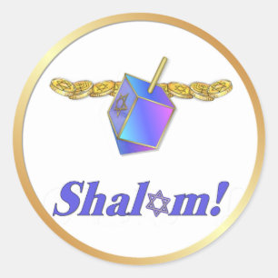 Shalom Hanukkah Runder Aufkleber