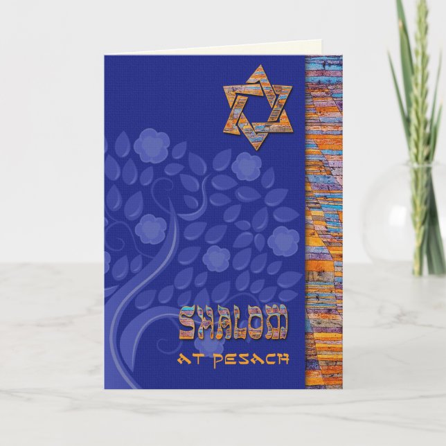 Shalom in Pesach. Frühlingsblütenbaum Karte (Vorderseite)