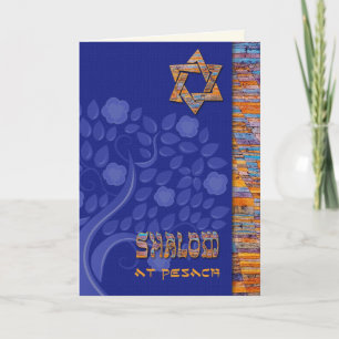 Shalom in Pesach. Frühlingsblütenbaum Karte