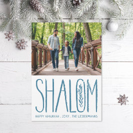 Shalom Lettering Hanukkah Foto Card Feiertagskarte