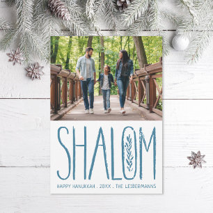 Shalom Lettering Hanukkah Foto Card Feiertagskarte