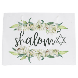 Shalom (mit Lilies und Stern von David) Große Geschenktüte