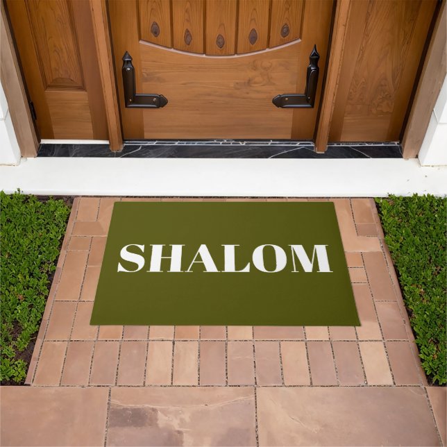 Shalom olivenmos grün modern elegant fußmatte (Außenbereich)