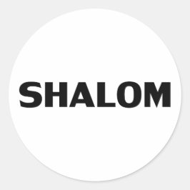 Shalom, Peace Schwarz-weiß minimalistisch, modern Runder Aufkleber