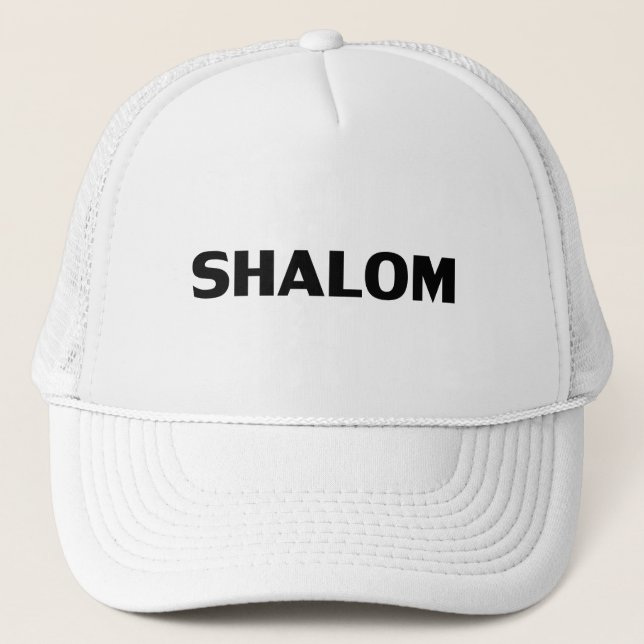 Shalom, Peace Schwarz-weiß minimalistisch, modern Truckerkappe (Vorderseite)