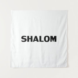 Shalom, Peace Schwarz-weiß minimalistisch, modern Wandteppich