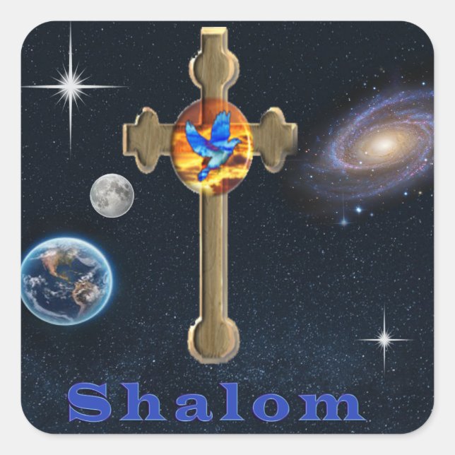 Shalom Quadratischer Aufkleber (Vorderseite)